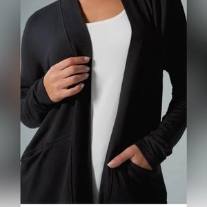 Soma WKND Black Soft Brushed Terry Open Front Cardigan Size small w pants SET